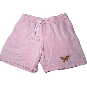 Bowery Supply Pink Y2K Style Athletic Shorts with Butterfly Design Size Large